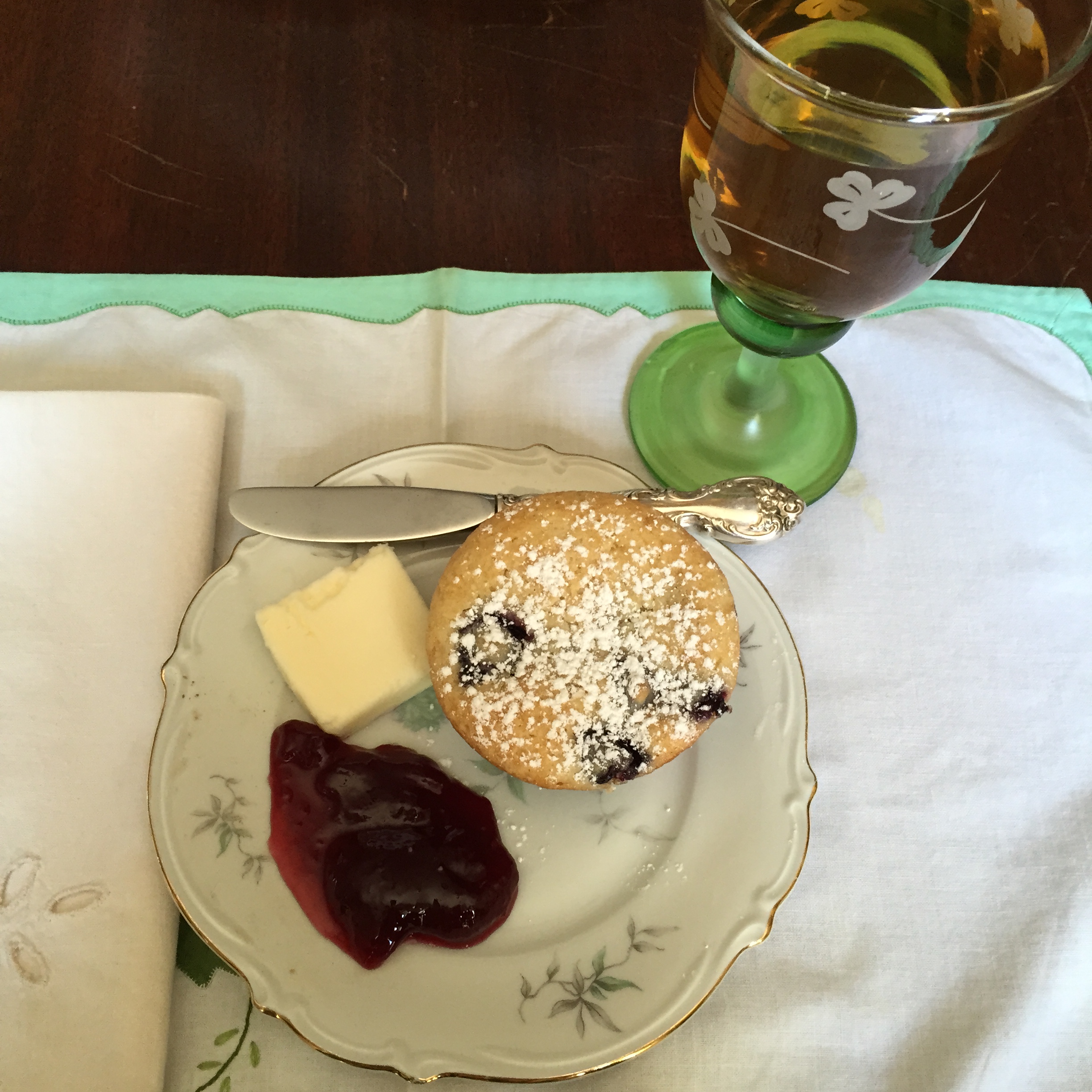 Moist, fluffy, jumbo, blueberry muffin